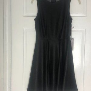 Jennifer Lopez Imitation Leather Mesh Cut Out High Neck Skater Dress Fit & Flare